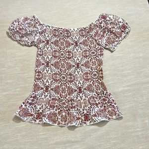 🔥SALE🔥Jennifer Lloyd stretchy red/brown/white blouse size medium